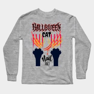 Halloween Cat Nail Art Long Sleeve T-Shirt